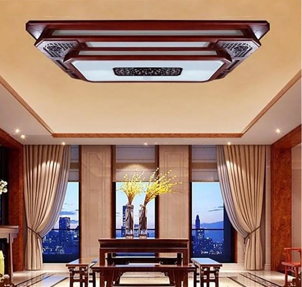 Đèn trần ốp gỗ chữ nhật 004- kiểu dáng tân cổ điển