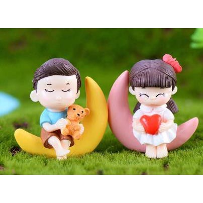 Phụ kiện trang trí tiểu cảnh hình Cặp đôi cung trăng