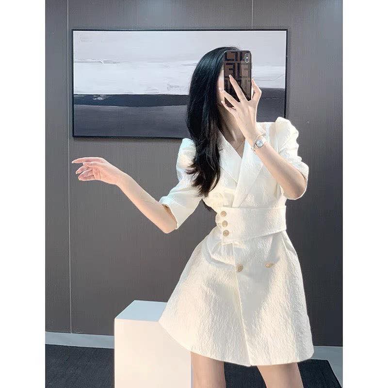 Đầm vest gấm công sở