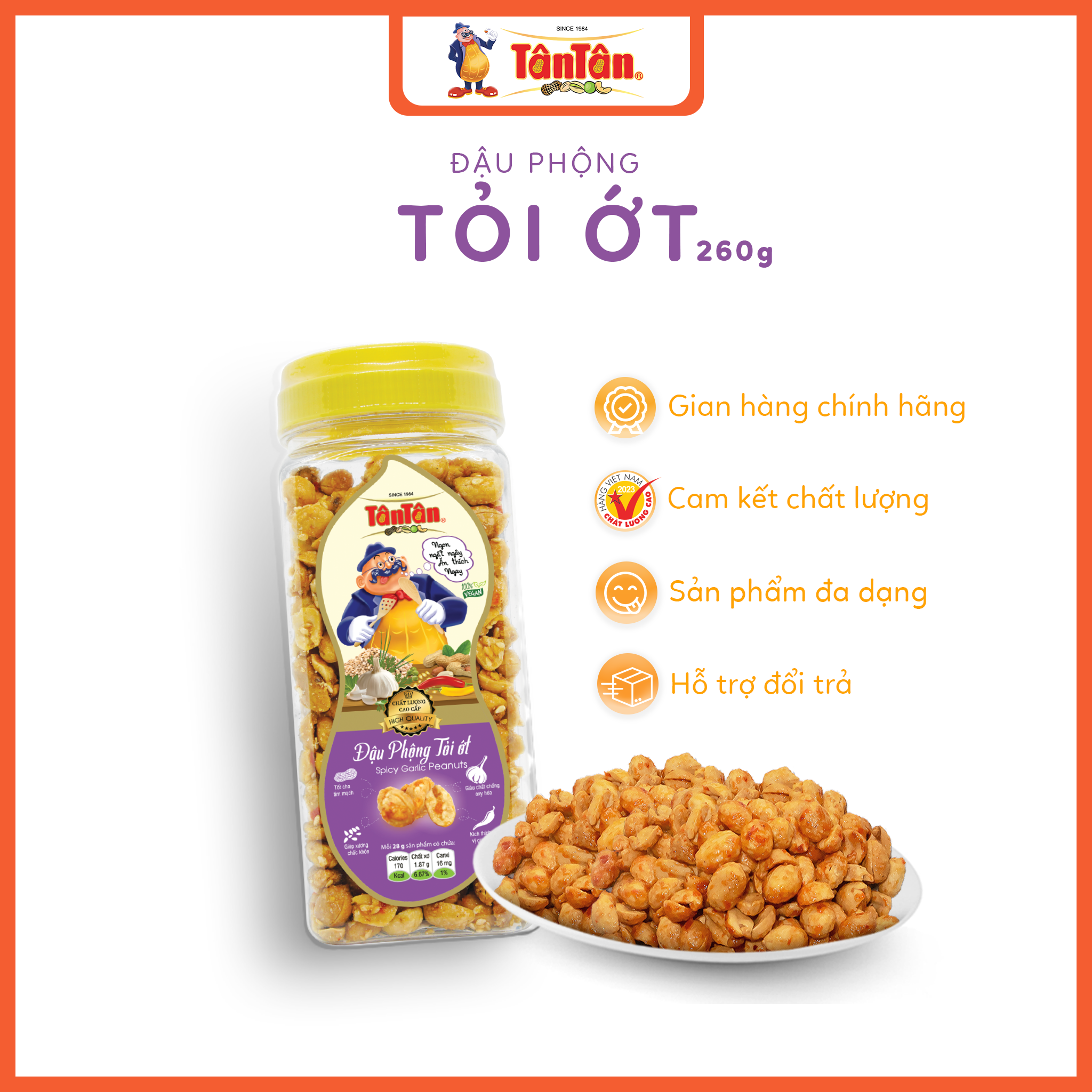 Đậu phộng Tỏi ớt Tân Tân hũ 260g