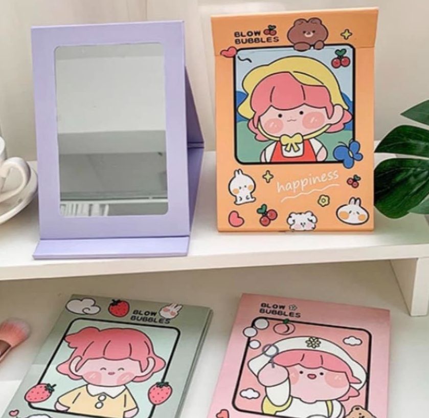 Gương gấp để bàn hoạt hình dễ thương