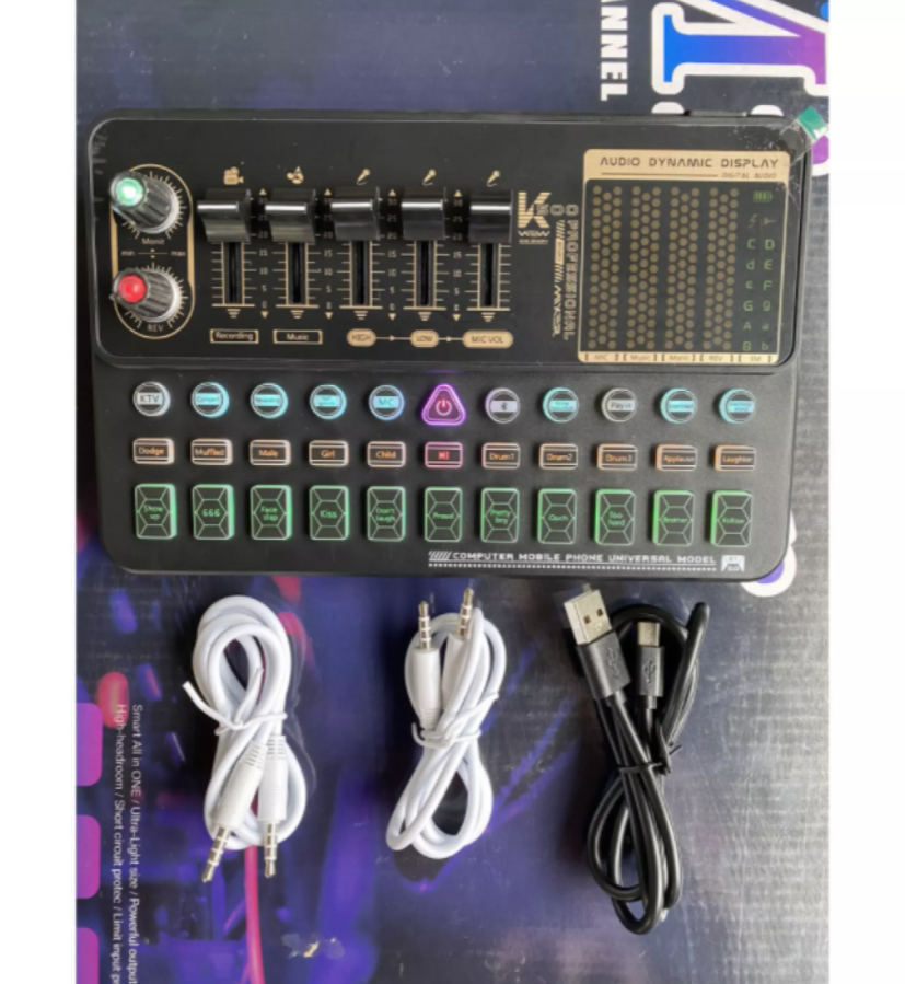 XẢ KHO - Sound Card Livestream K500 - Auto Tune 2021 Chuyên Thu Âm Livestream - Tích Hợp Hệ Thống Đèn Led ( BẢO HÀNH 12 THÁNG )