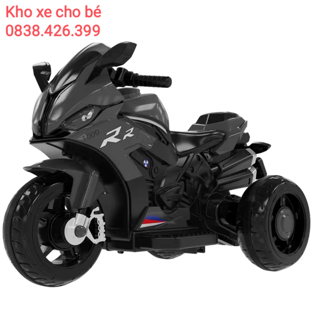 Xe máy điện đạp ga 3 bánh cho bé RR có nhạc đèn phù hợp bé 2-6t