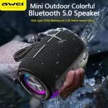 Awei Y526 100% Chính Hãng Di Động Hifi Bluetooth 5.0 Đầu Ra Loa RGB Không Dây 6W Loa Ngoài Trời TWS Chống Nước Hộp Âm Nhạc Âm Thanh Vòm Cho Thể Thao Đi Xe Đạp