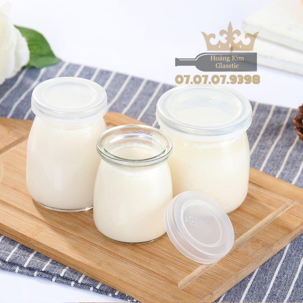 5 hủ thuỷ tinh làm sữa chua 100ml nắp nhựa trắng