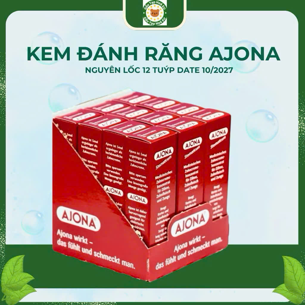 Nguyên lốc 12 tuýp kem đánh răng Ajona Đức date mới nhất
