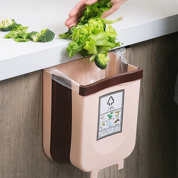 Thùng rác treo tủ bếp gấp gọn thông minh, Thùng rác gấp gọn treo cạnh tủ 2 size tiện lợi Full Box