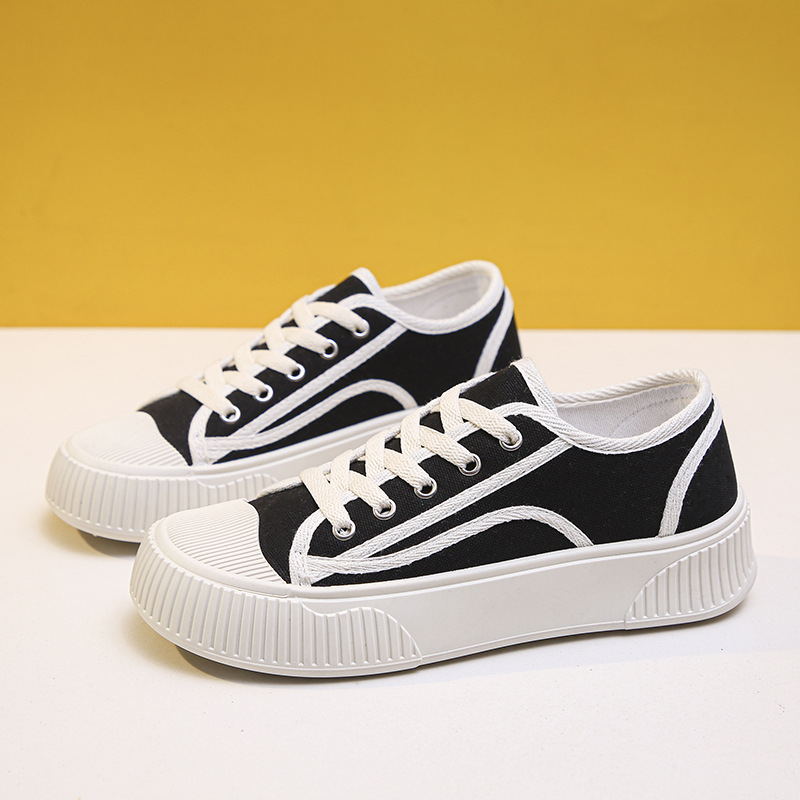 Giày sneaker nữ vk đế màu chất liệu vải canvas siêu bên độn đế 4cm êm chân giày nữ kiểu mới 2021 đi học đi chơi giày bata