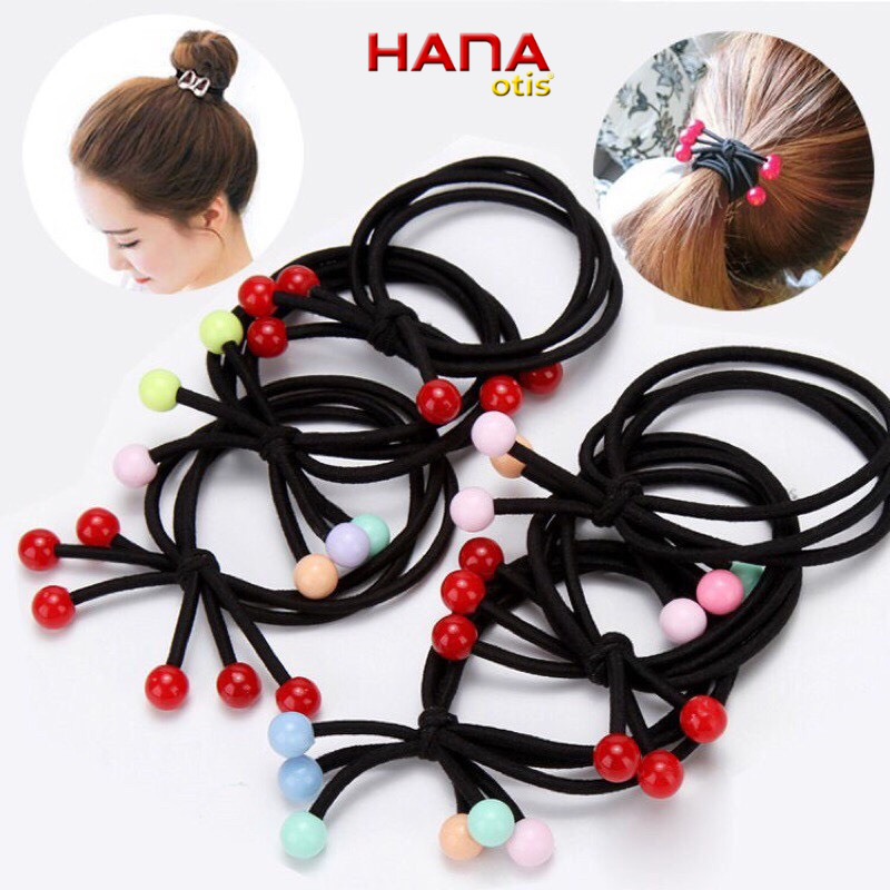 Dây buộc tóc, cột tóc hạt cherry tt01 tua rua xinh xăn dễ thương, npp hanaotis