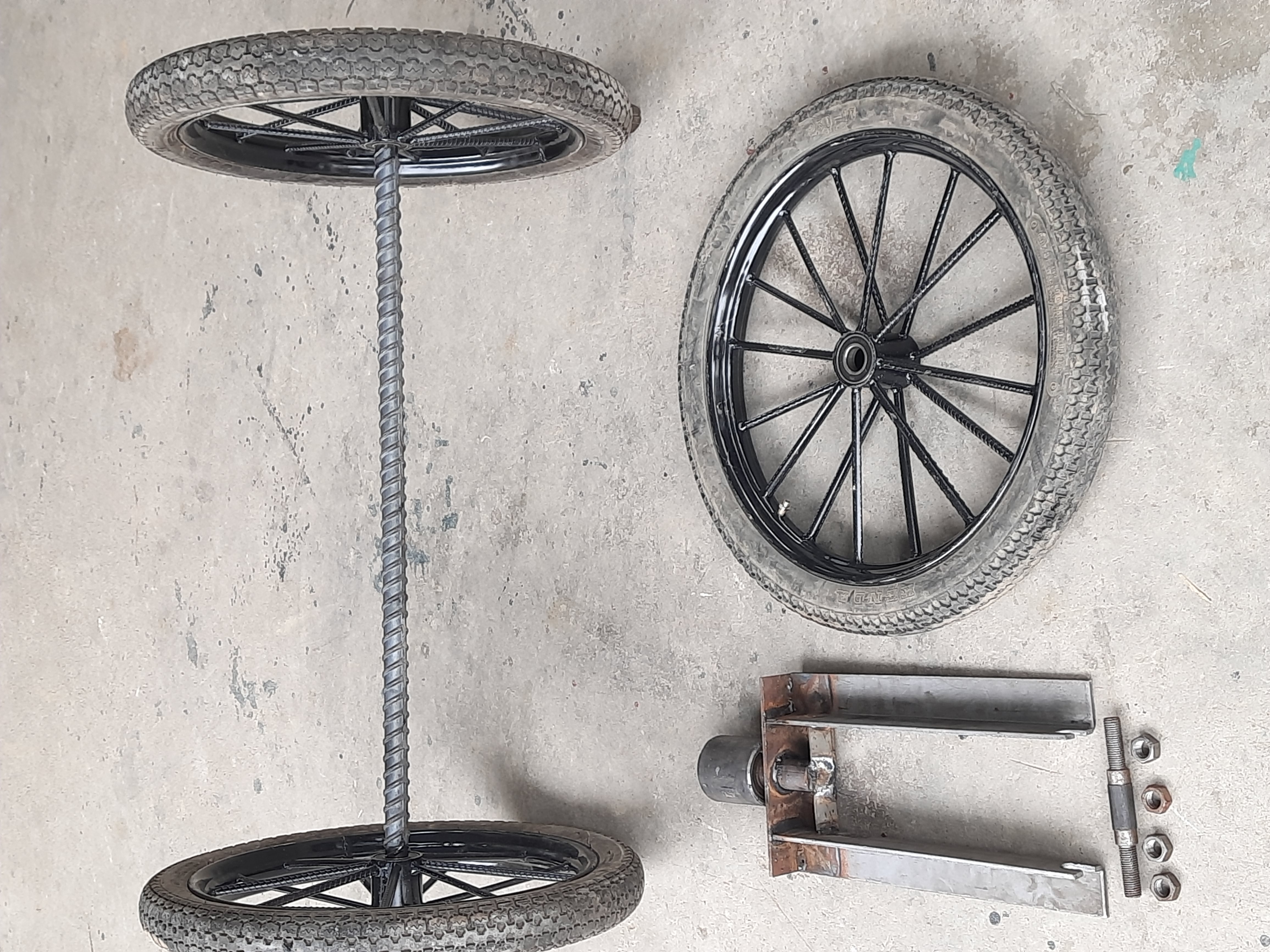 Set of Wheel Axles and Front Forks for Carts to Install Motorcycle Wheels