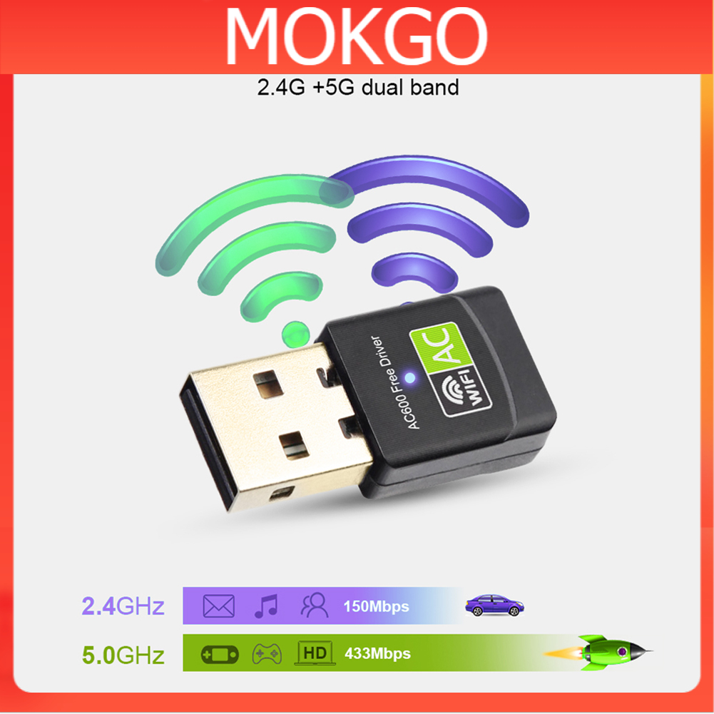 Mo bộ điều hợp usb wifi bluetooth bộ thu không dây 600mbps băng tần kép 2.4 / 5ghz usb wifi dongle
