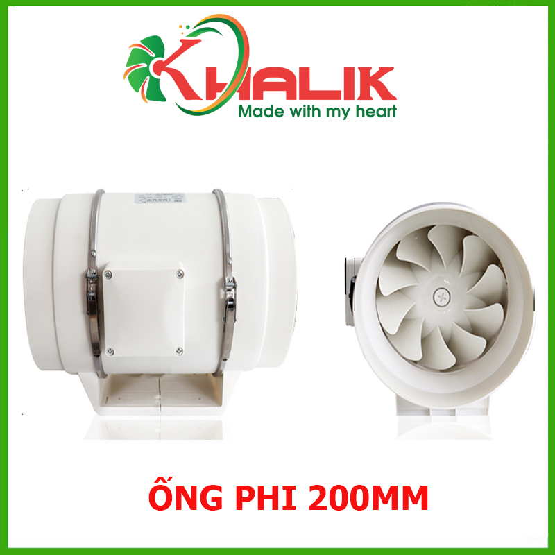 Quạt thông gió phi 200MM, đường ống tròn áp lực xiên động lực mạnh, hút mùi thông gió nhà bếp nhà vệ sinh KHALIK (Với 2 lựa chọn hàng KHALIK và hàng Trung Quốc)