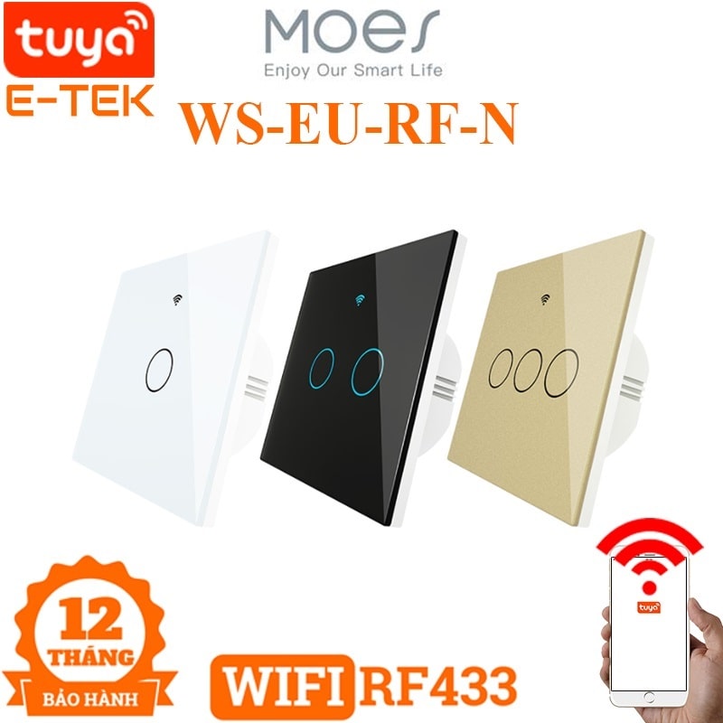 Công tắc thông minh Tuya MOES mặt vuông, nút bấm cảm ứng