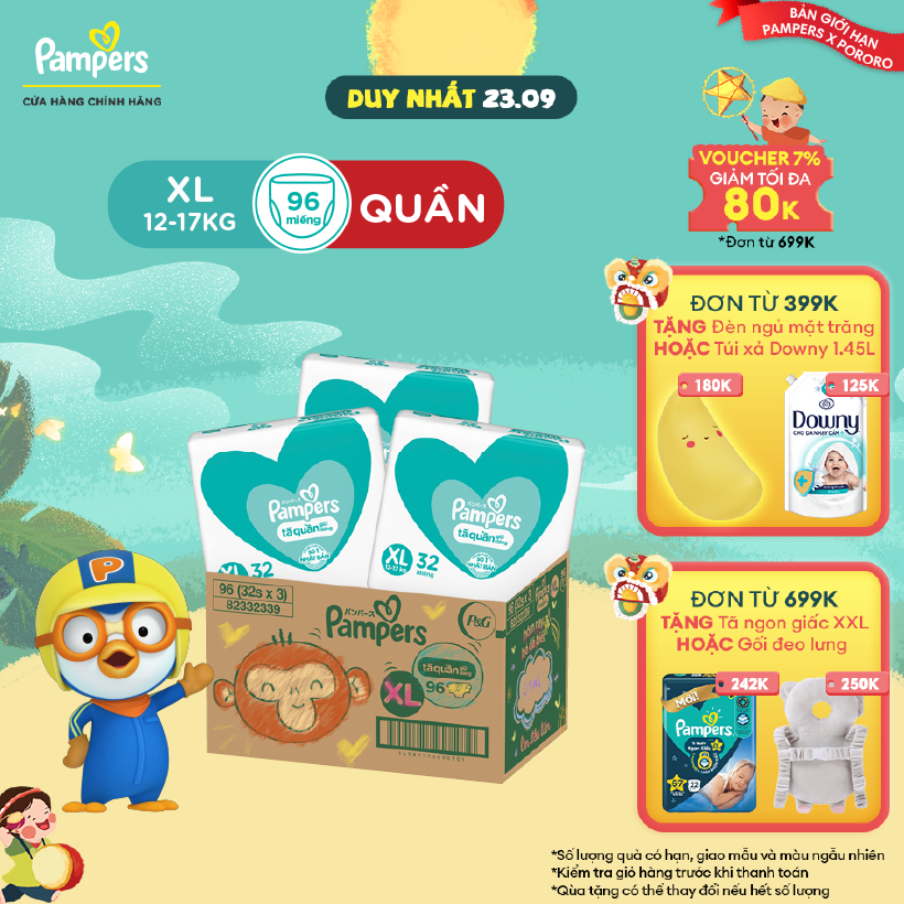 Thùng Tối Ưu Phí Vận Chuyển 3 Gói Tã Quần PAMPERS Giữ Dáng Size XL Chống Xệ