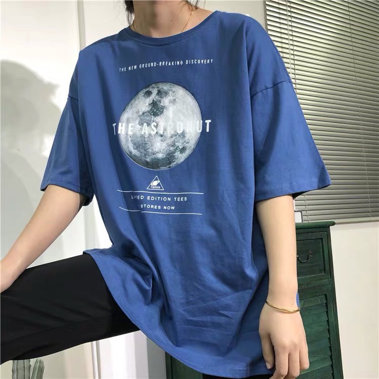 ÁO THUN NAM NỮ IN HÌNH MẶT TRĂNG CỰC CHẤT FORM RÔNG NĂNG ĐỘNG - TEN