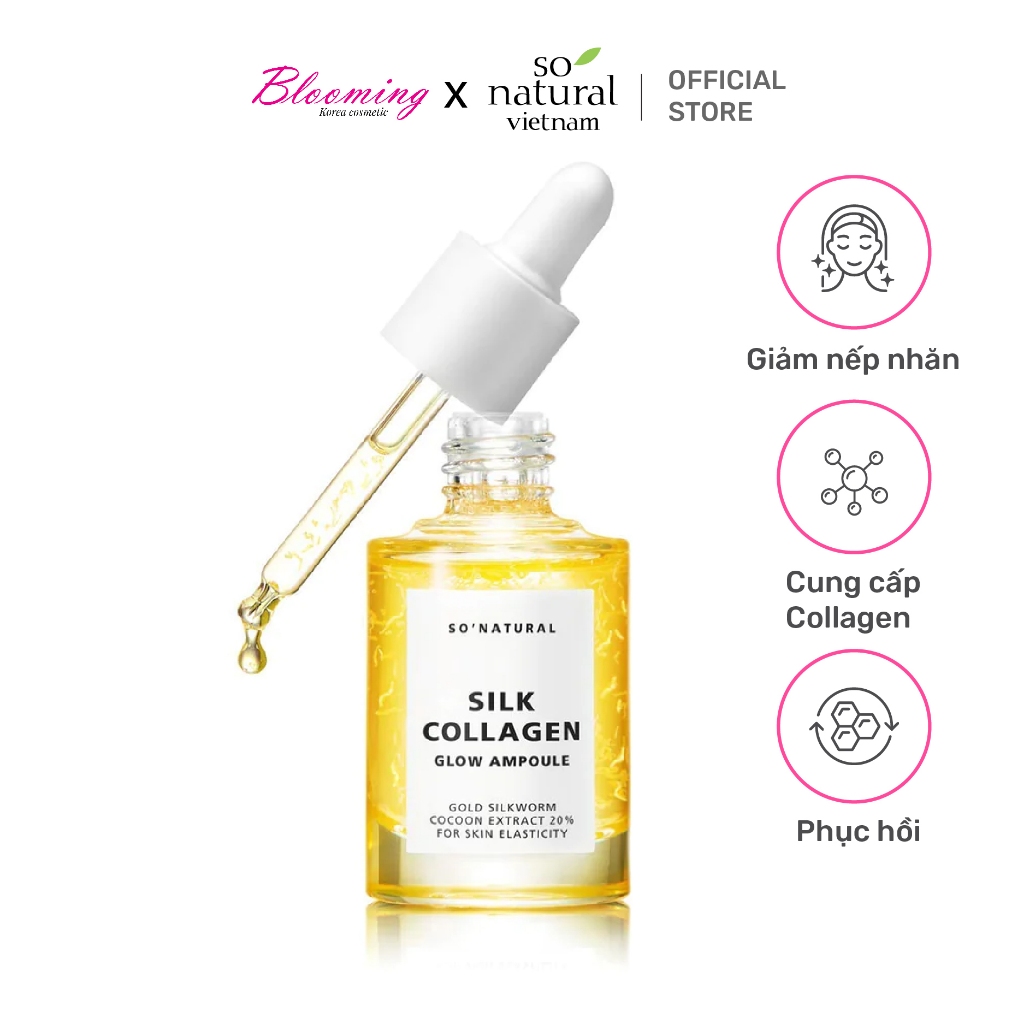 Serum Dưỡng Da Căng Bóng Chống Lão Hoá Silk Collagen Glow Ampoule So Natural 30ml