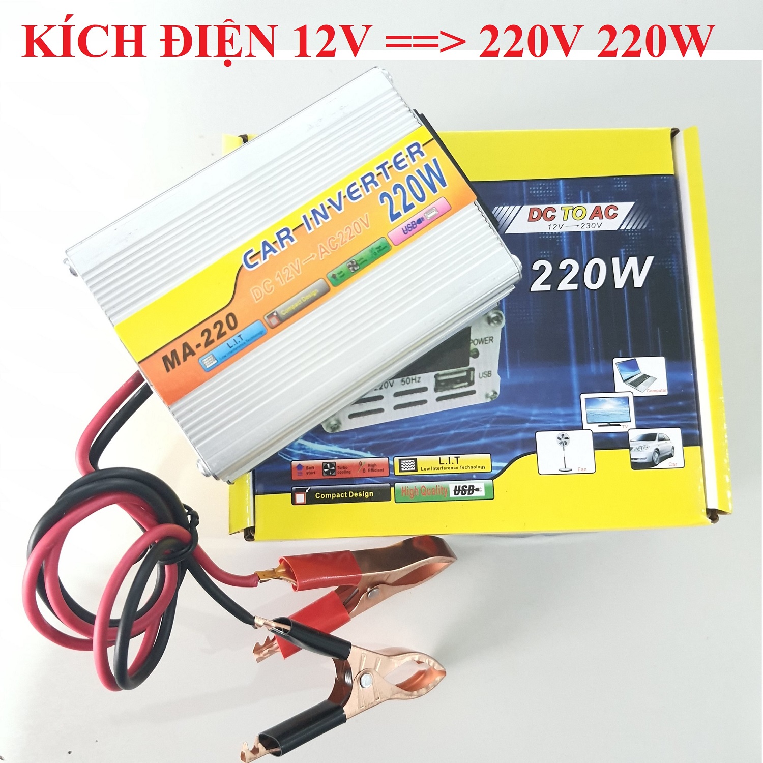 [HÀNG SẴN GIAO LUÔN] Kích điện 12v lên 220v công suất 220W HÀNG CHÍNH HÃNG LOẠI 1 BẢO HÀNH 1 ĐỔI 1 biến tần 12v bo doi dien 12v