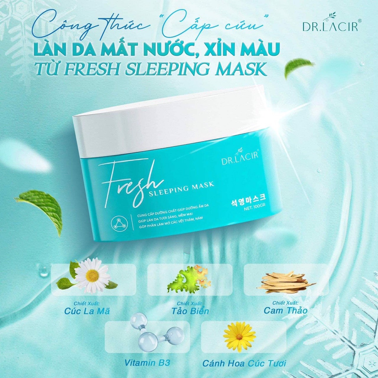 Mặt Nạ Băng Fresh Sleeping Mask Drlacir- giúp cấp ẩm da, phục hồi da, dưỡng trắng da,làm mờ thâm