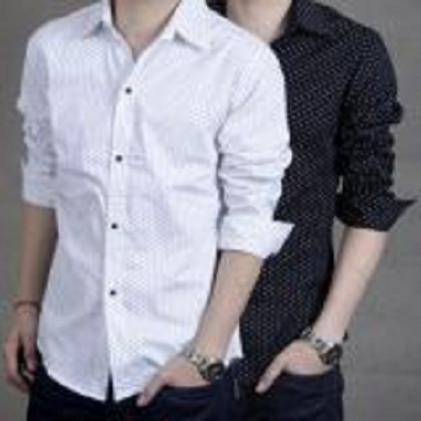 combo 2 áo sơ mi nam chấm bi (đen +  trắng)
