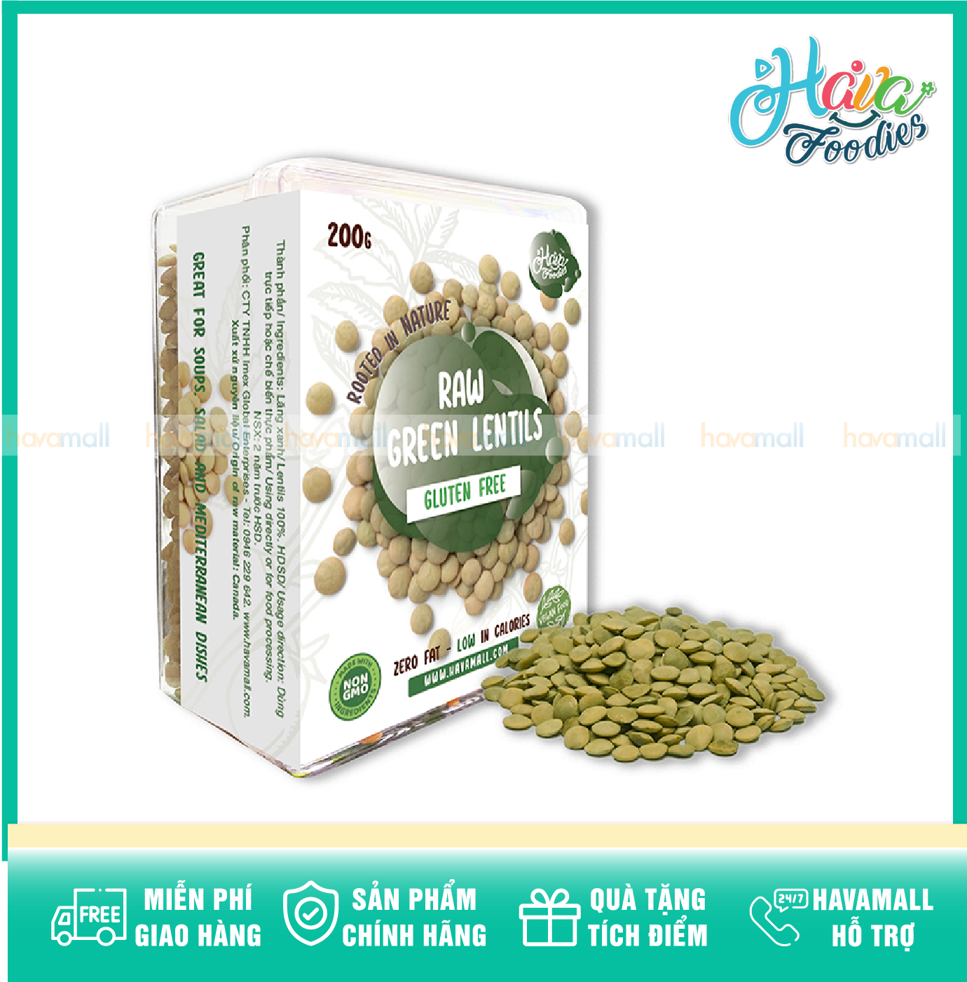 [HCM]Đậu Lăng Xanh Nguyên Hạt Hộp Nhựa Cao Cấp 200g