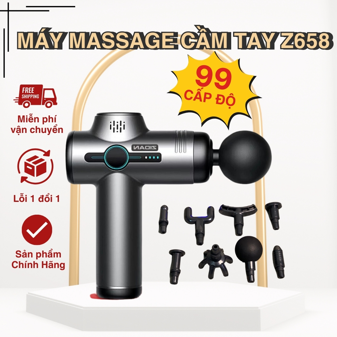 Máy massage cầm tay chính hãng ZLIFE Z658 chế độ lực đấm siêu mạnh gồm 32 chế độ, 8 đầu massage lưng cổ vai gáy, giúp giảm đau mỏi