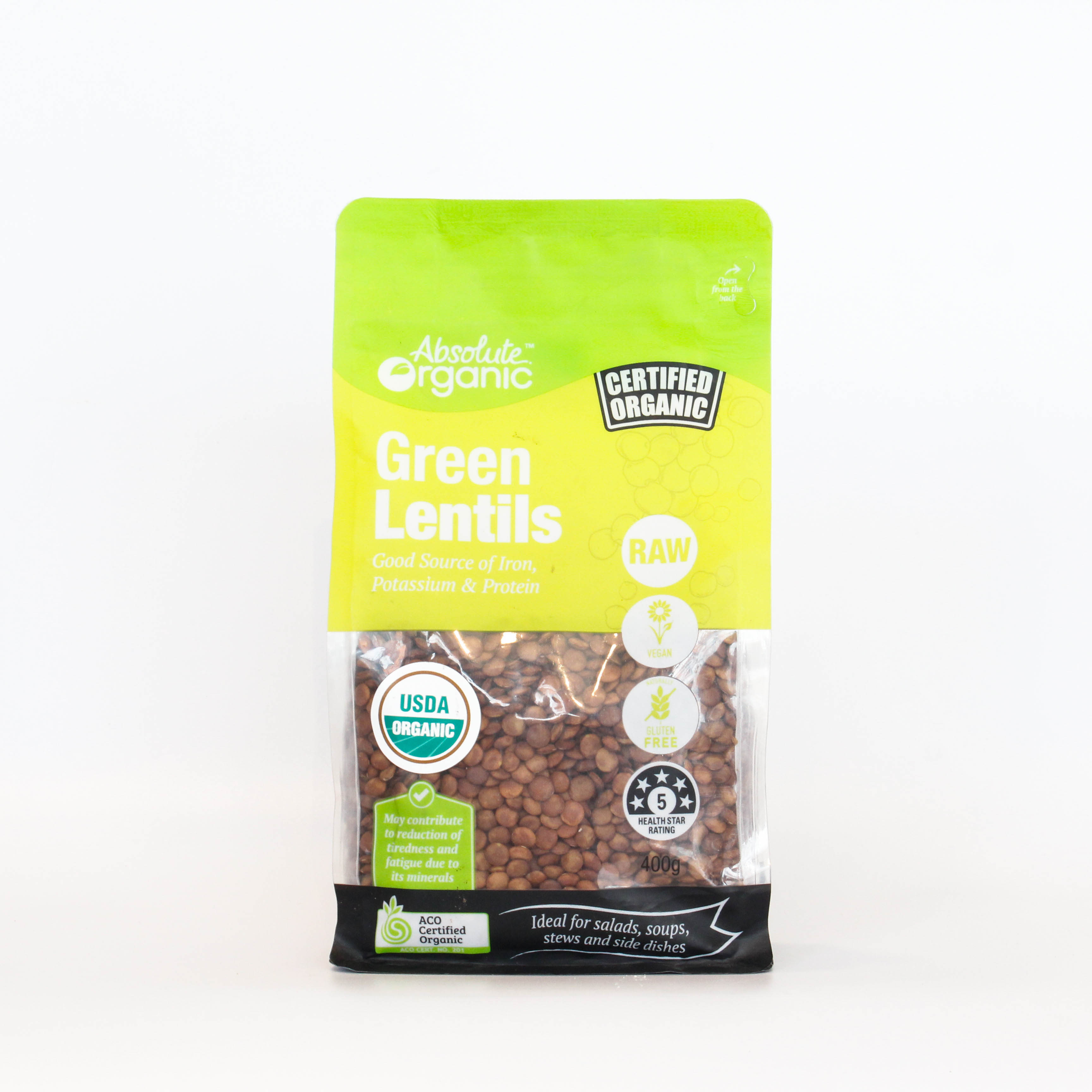 Đậu Lăng Xanh Hữu Cơ-GREEN LENTILS ABSOLUTE ORGANIC N400gr