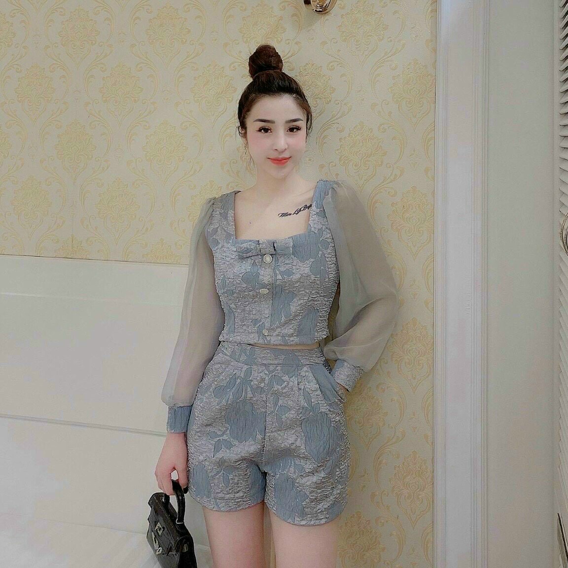 [HCM]sét bộ đi chơi chất liệu gấm xốp cao cấp Shop Mỵ Heo