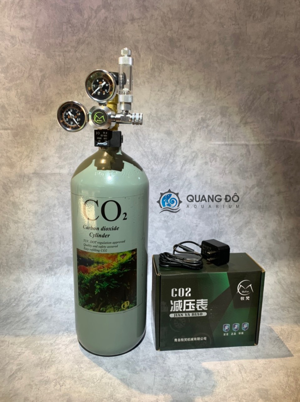 Combo bình co2 3kg mới - combo bình co2 giá rẻ tặng sủi thủy tinh mufan và dây co2 taiwan