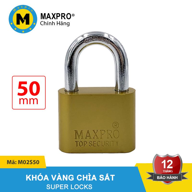 Ổ khóa cửa càng thường chìa sắt maxpro vàng đồng 50mm - m02s50