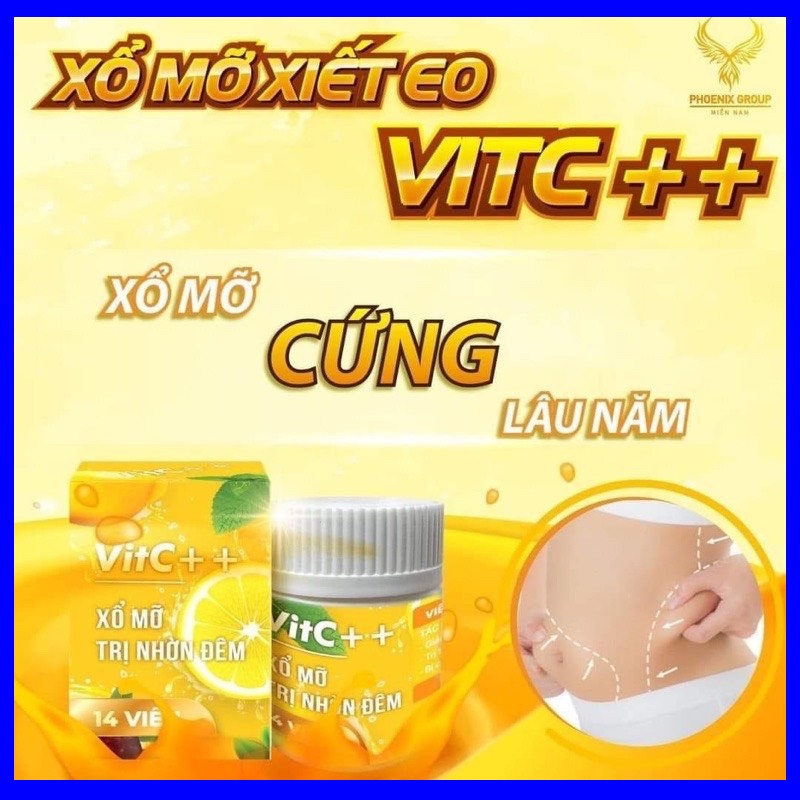 Giảm mỡ bụng, detox giảm cân, Viên uống xổ mỡ detox VitC ++ Hộp 14 viên hiệu quả sau 1 liệu trình