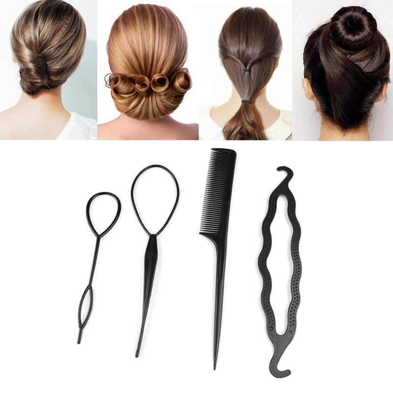 Bộ 4 dụng cụ làm tóc đa năng, dụng cụ tạo kiểu tóc, lược tạo kiểu tóc