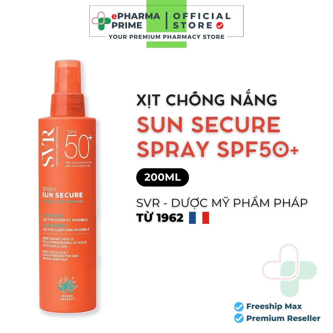 Kem chống nắng dạng xịt svr sun secure spray spf50+ 200ml