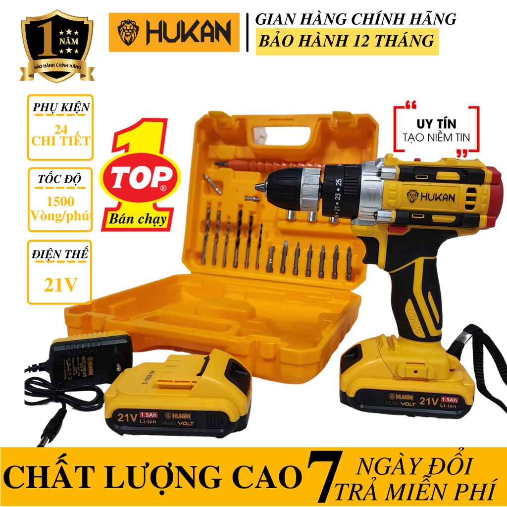 Máy khoan pin hukan hk-f8 có chổi than, 3 chức năng, 25 cấp độ trượt