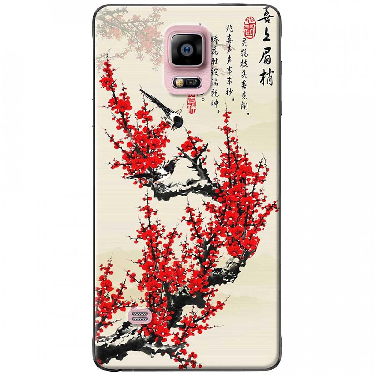 [HCM]Ốp lưng dành cho Samsung Galaxy Note 4 mẫu Hoa đào đỏ thư pháp