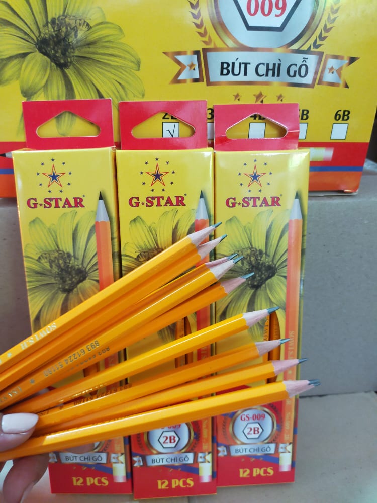 BÚT CHÌ 2B THÂN VÀNG GSTAR (12 cây/hộp)