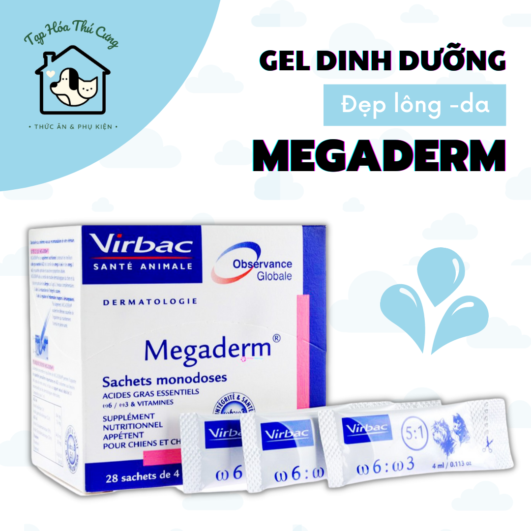 Gel dinh dưỡng Megaderm Virbac cho chó mèo - giúp mượt lông da và hỗ trợ điều trị viêm da, giảm ngứa