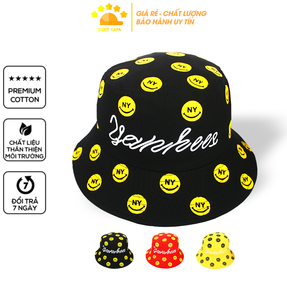 [FREESHIP] Mũ Bucket Nam Nón Tai Bèo Nữ Smile Yankees Đỏ Vàng Đen Vải Kaki Tốt Bền - Royal Caps