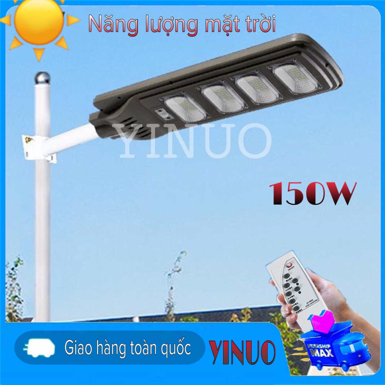 Đèn năng lượng mặt trời đường phố công suất 150W Đèn Liền Thể Năng Lượng Mặt Trời Công Suất Đèn Sân Vườn Năng Lượng Mặt Trời Siêu Sáng Chống Nước
