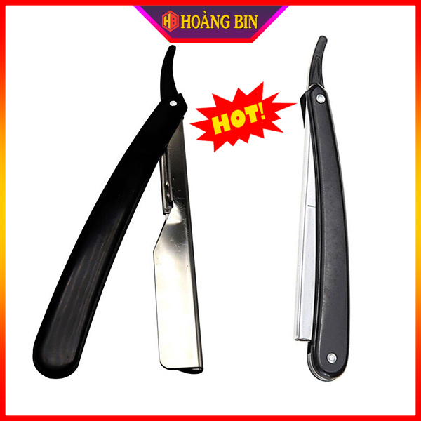 Dao cạo lông mặt, Dao cạo râu tóc cổ điển Barber cán nhựa chuyên dùng cho thợ cắt tóc thép không gỉ, tặng kèm lưỡi lam