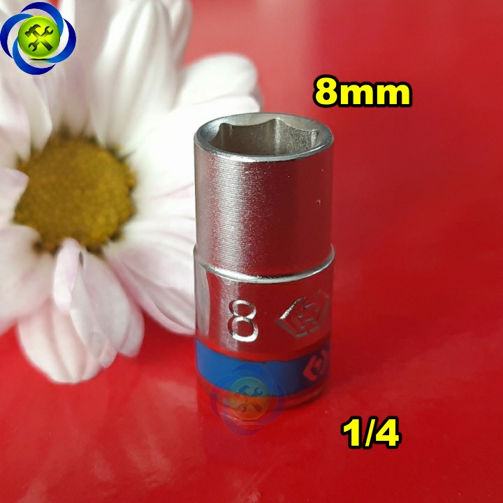 Tuýp trắng ngắn 08mm loai 1/4 kingtony 233508m dài 24mm 6 cạnh