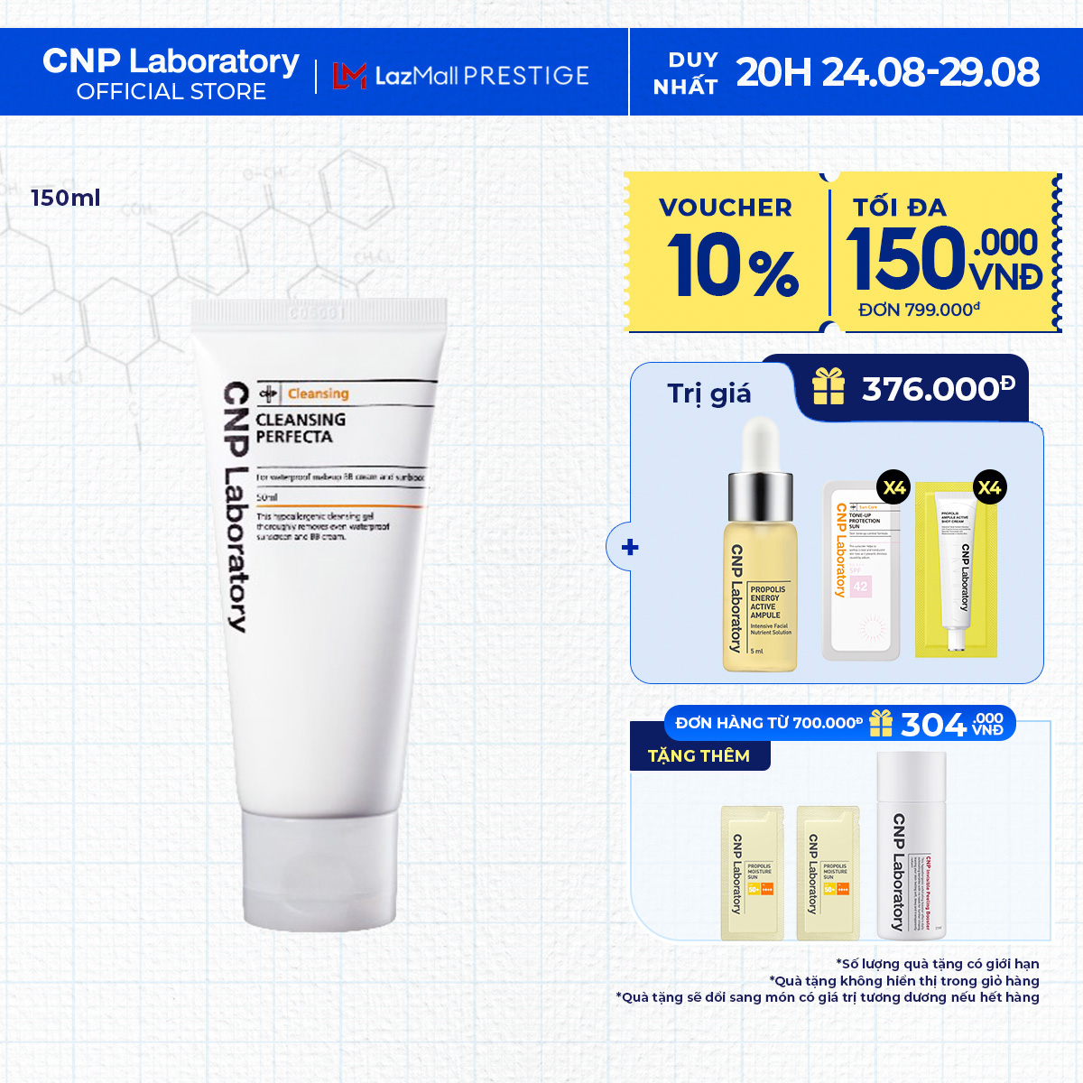 Gel tẩy trang sạch sâu CNP Laboratory Cleansing Perfecta 150ml