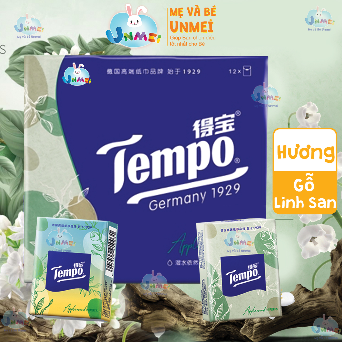 Tempo - Tempo Tissue Paper 18 Packs, 12 Packs - Tempo Petit Premium Pocket Tissue Mint/Apple Wood/Unscented - Mother and Baby Unmei Unmeishop Sale100 - 4