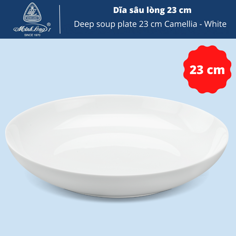 [HCM]Dĩa sâu lòng 23 cm - Camellia - Trắng
