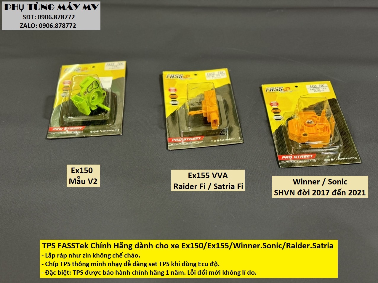 Tps fasstek dành cho xe ex150/ex155 vva/raider fi/winner sonic/vario. bh 1 năm