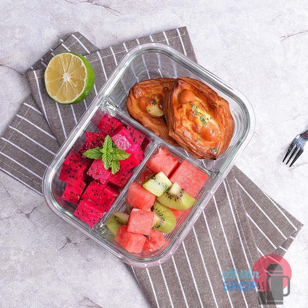 Hộp thủy tinh 3 ngăn Lock&Lock Glass Food Container dung tích 1040ml LLG458