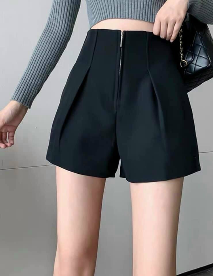 Quần đùi cạp cao khóa trước
