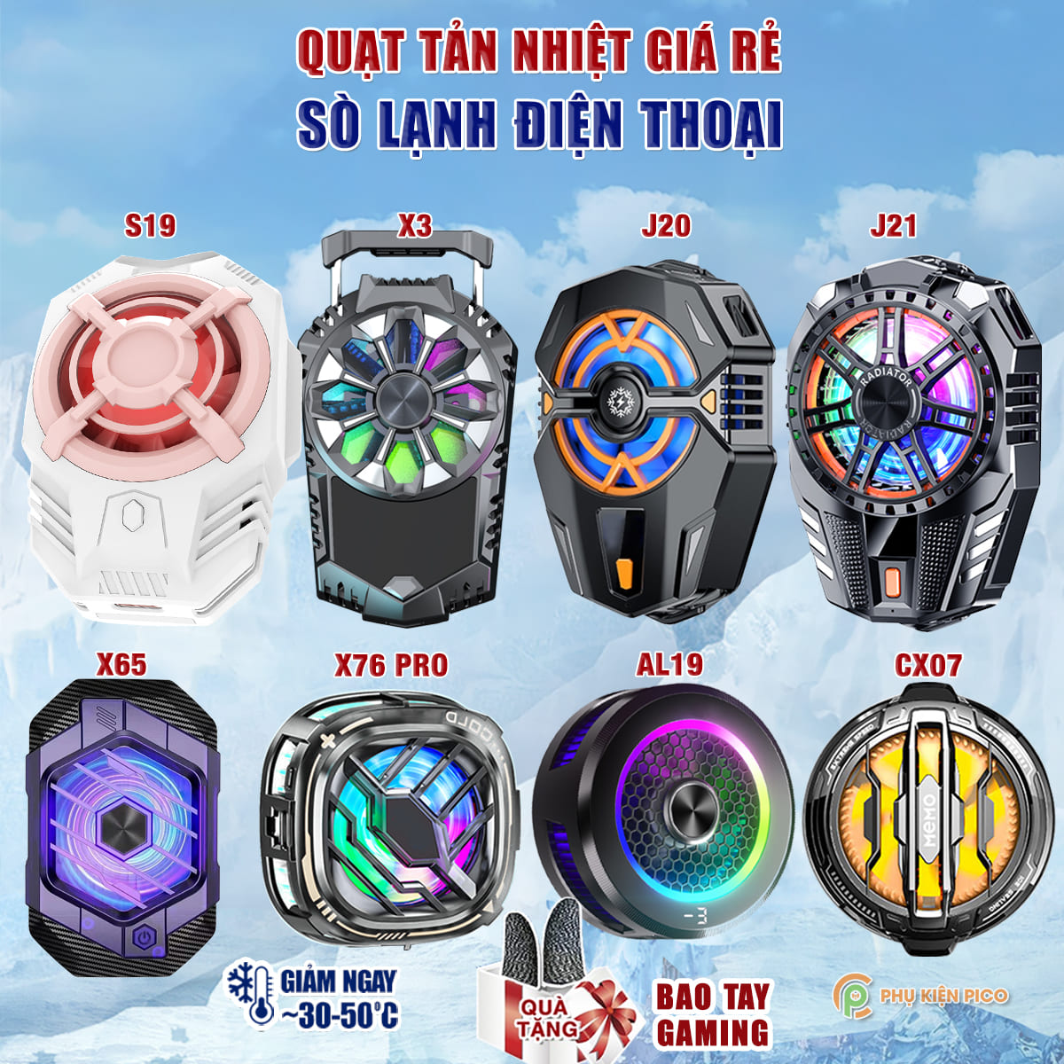 Quạt tản nhiệt điện thoại sò lạnh Memo CX07 / CX10 / S19 / J20 / AL19 / X3 - Sò lạnh tản nhiệt giá rẻ 2025