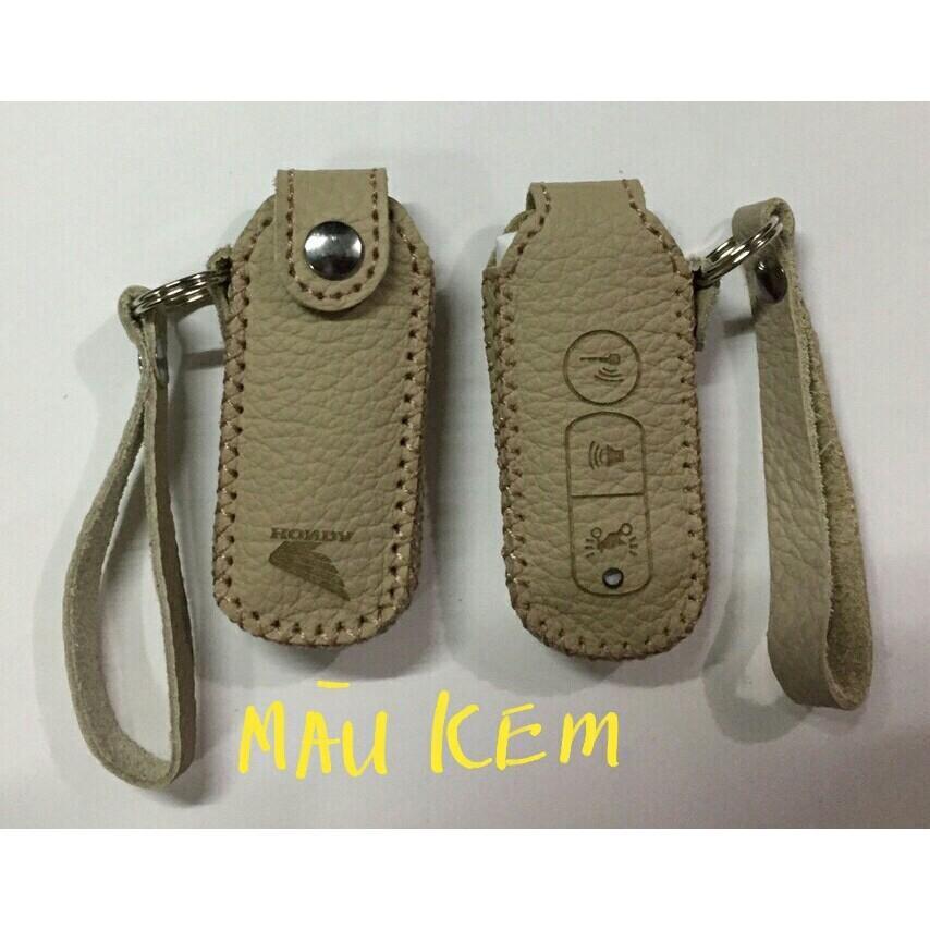 Bao Da Chìa Khóa Honda Smartkey SH MÀU KEM.