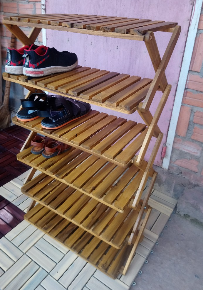 Kệ giày dép gỗ xếp gọn, không cần lắp ráp, đẹp, sang trọng , IKLV brand, nhiều tầng để lựa chọn, màu vàng nhạt