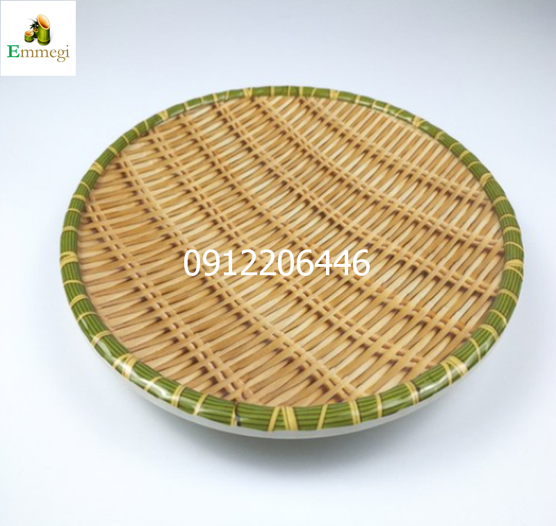 Đĩa nhựa phíp giả mẹt tre, khay đựng thức ăn, bún đậu mắm tôm, gà mẹt, rau củ, hoa quả, combo 10 đĩa kích thước 30 cm, có 2 loại vuông hoặc tròn để chọn
